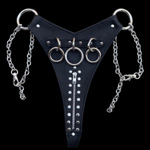 KITTY ZIP Bondage Lederriemen mit Dreifach O-Ringen