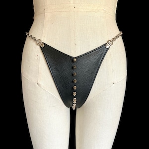 SPIKED Black Leather Thong