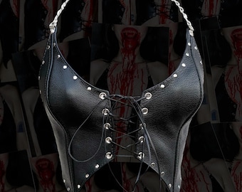 VAMPYRO Studded Leather Lace-Up Princess Corset