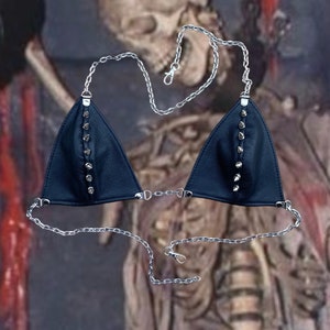 SPIKED Leather Chain Bra