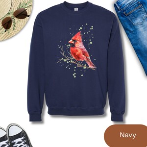Cardinal Sweatshirt, Bird Lovers Shirts, Birdwatchers Crewneck Shirt, Gift for Bird Lover, Christmas Cardinal Pullover Sweater