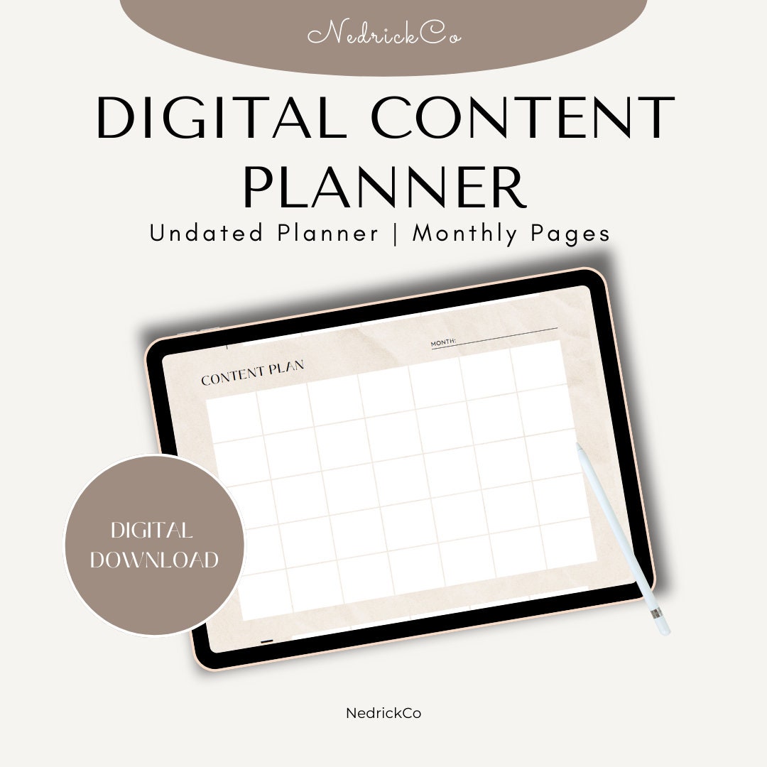Minimalist Social Media Content Calendar Blank Social Media Etsy