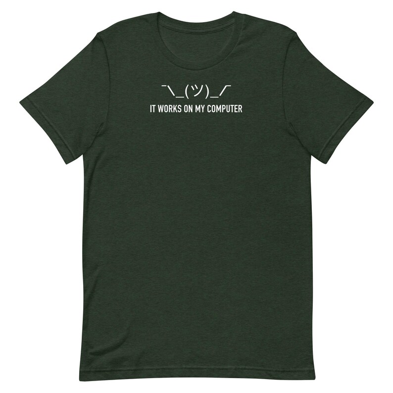 It Works On My Computer Shirt Funny Programmer Tee Shrug Emoji Developer Gift Coding T-Shirt Software Engineer Meme Tee