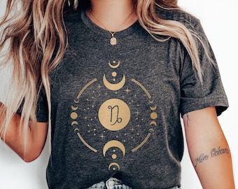 Zodiac Sign Capricorn Shirt Sun Sign Capricorn T-Shirt Horoscope TShirt Capricorn Astrological Tee Birth Sign Capricorn Top Sun Sign Gift