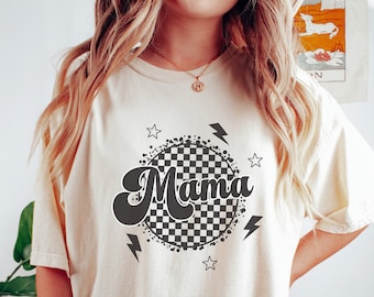 Comfort Colors Retro Mama Shirt Mama TShirt Checkered Mama T-Shirt Gift for Mom Mother's Day Gift Mama Shirt for Mom New Mom Gift Mama Tee