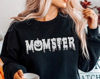 Momster Sweatshirt, Halloween Mom Sweater, Cute Halloween Sweatshirt, Halloween Momster Sweater, Mom Halloween Monster Sweater, Fall Sweater