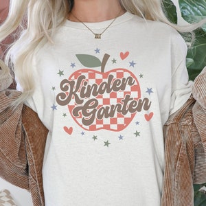 Retro Kindergarten Team Shirt Kindergarten Teacher Shirt Hello Kindergarten Shirt Checkered Kindergarten Team Shirt Kindergarten Crew Gift