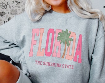 Florida Sweatshirt, Cute Florida Sweatshirt, FL Palm Tree Sweater, Summer Florida Vacation Sweatshirt, Florida Beach Lover Gift, FL Crewneck