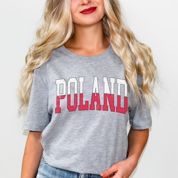 Distressed Poland Shirt Poland T-Shirt Poland T Shirt Poland Crewneck Polish Flag Shirts Poland Trip Top Poland Travel TShirts Poland Gift