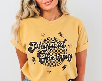 Comfort Colors Retro Physical Therapy Shirt Physical Therapist TShirt Checkered Physical Therapy T-Shirt Gift for PT Grad Gift New PTA Tee