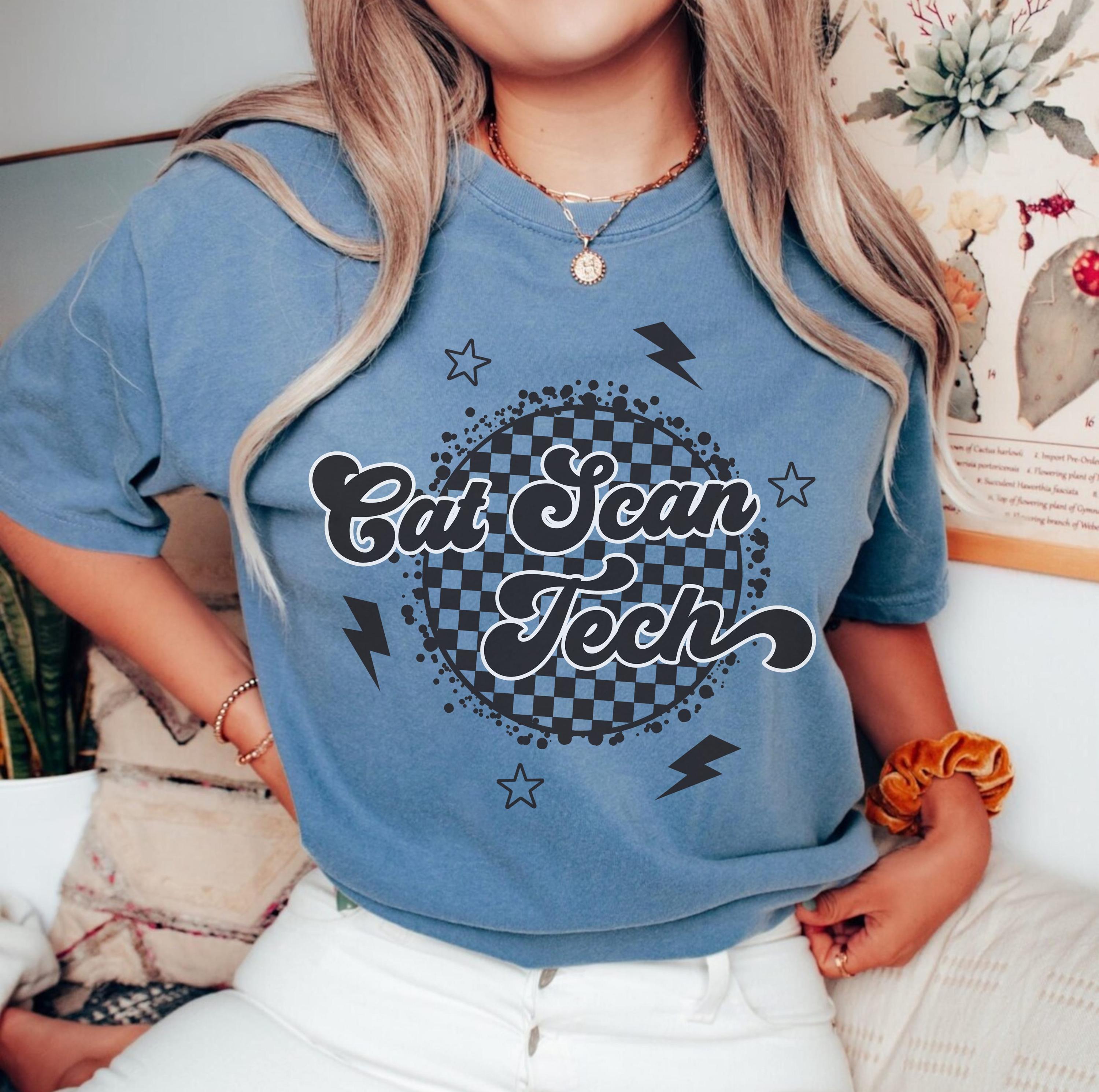 Comfort Colors Checkered Cat Scan Tech Shirt: Retro Cat Scan ...