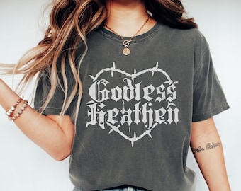 Camiseta pagana sin Dios de Comfort Colors: camiseta de humor gótico para adultos con ateísmo