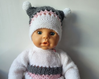 Knitting set for baby doll, clothes for a doll whose height is 48cm, sweater, trousers, cap and socks