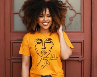 Beautiful "Shhhh" Sculpted Facial Modern Line Art Drawing SVG, PNG Digital Download File | Christian, Scripture, Religious, Psalm