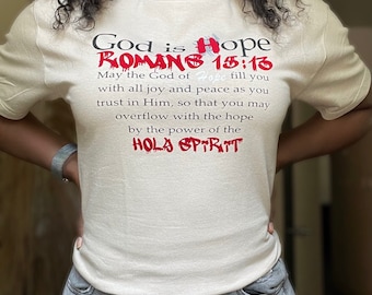 Cream GOD is HOPE Adult & Teen Christian T-Shirt || Scripture Inspired T-Shirt || Christian Screen Tees ||