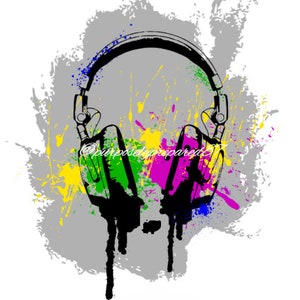 Bunte Splatter Kopfhörer DJ Musik PNG SVG | Schallplatte, Kopfhörer, Musik, Lieder