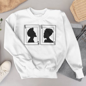 Download digital de cartas de jogar rei e rainha pretas fofas e exclusivas |PNG SVG| Mês da História Negra| Casais amam corações | Décimo Junho | Amor negro