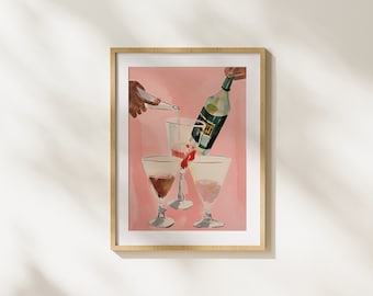 Colorful Cocktail Illustration, Digital Download, Painting, Modern Art, Wall Art, Fun