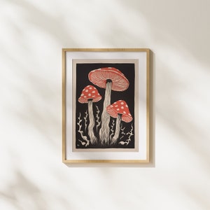 Pilze, Wald, Unikat, Moderne Kunst, Illustration, Natur, Druckbare Kunst, Digitale Kunst, Zeichnung, Fungi