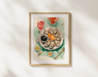 Oysters and Caviar Art Print: Modern Realism Painting (Digital Download)