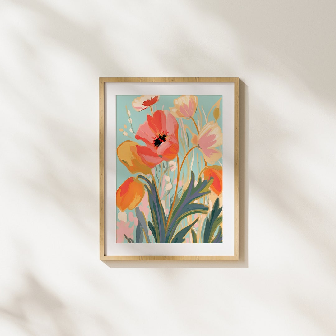 Colorful Floral Painting: Modern Spring Wall Art (digital Download) - Etsy