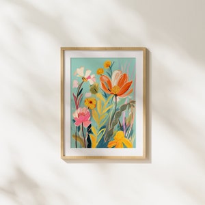 Flowers, Garden, Painting, Colorful, Modern Art, Blooming, Bloom, Spring, Illustration, Wall Art, Printable Art, Unique