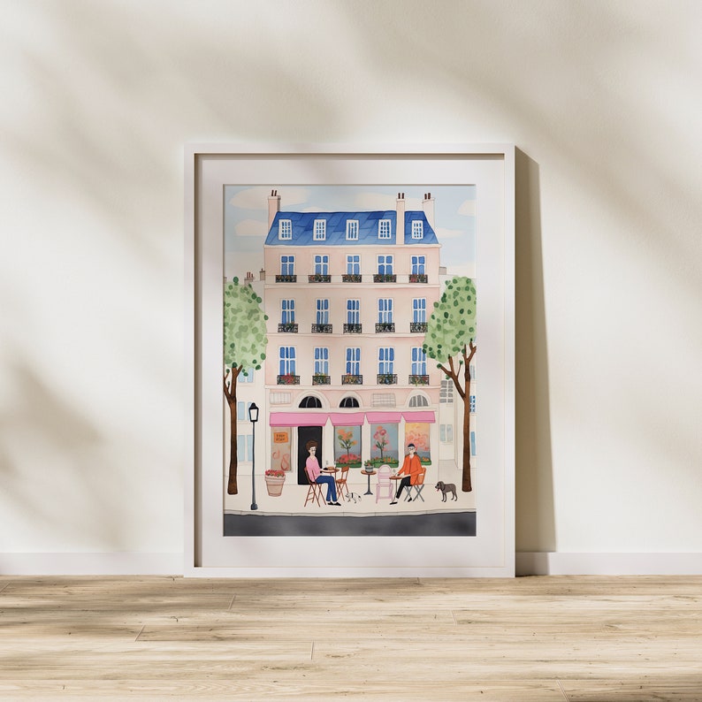 Paris, City, Illustration, Modern Art, Painting, Printable Art, Wall Art, Fun, Travel image 3