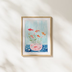 魚、自然、現代アート、楽しい、抽象アート、イラスト、想像力、自然、動物、水族館、印刷可能なアート、ユニーク、絵画、ピンク