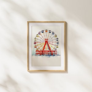 Wonder Wheel Art, Digital Download, Wall Art, Illustration, Colorful  Printable Art, Modern Art, Fun, Coney Island