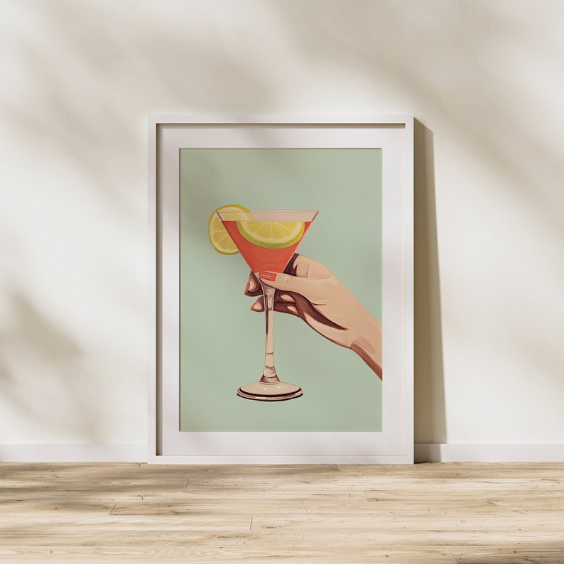Cocktail, Fun, Drink, Night Life, Disco, Printable Art, Feminism, Realism, Illustration, Art image 3