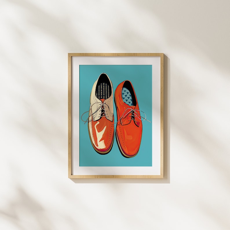 Shoes, Red, Realism, Modern Art, Fashion, Fun, Illustration, Printable Art, Wall Art, Painting image 1