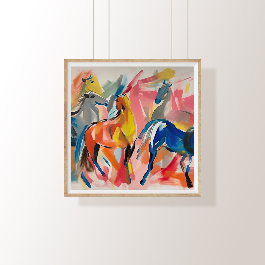 Abstract Horse Painting: Colorful Equine Wall Art (digital Download) - Etsy
