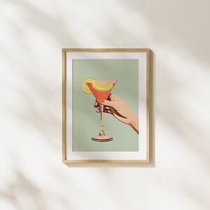 Cocktail, Fun, Drink, Night Life, Disco, Printable Art, Feminism, Realism, Illustration, Art image 1