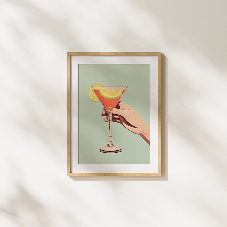 Cocktail, Fun, Drink, Night Life, Disco, Printable Art, Feminism, Realism, Illustration, Art image 1