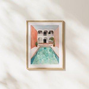 Pool, Relaxing, Modern Art, Illustration, Wall Art, Printable Art, Painting, Realism, Home