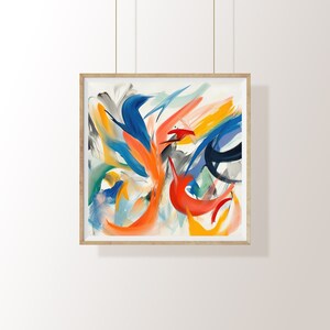 Abstrakte Kunst, Vögel, Tiere, Aquarell, Malerei, bunt, digitale Kunst, druckbare Kunst, Dekoration, Wandkunst, Natur, Himmel