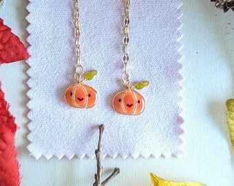PUMPKIN Jack Earrings || Kawaii Pumpkins Stud Dangles || Fall Autumn Inspired || Cute Spooky Inspired || 18k gold plated