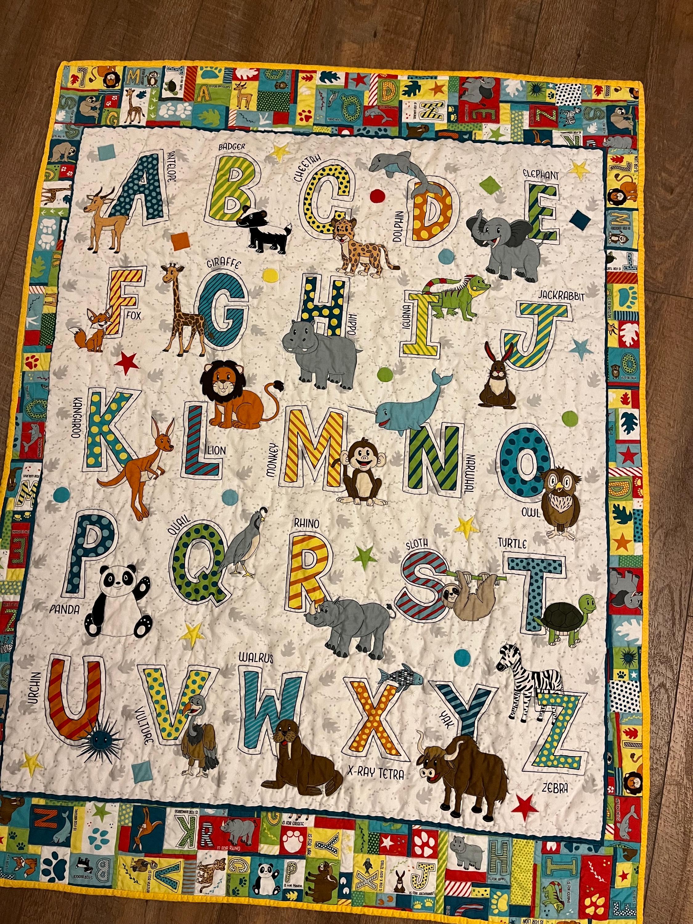 Abc baby quilt etsy