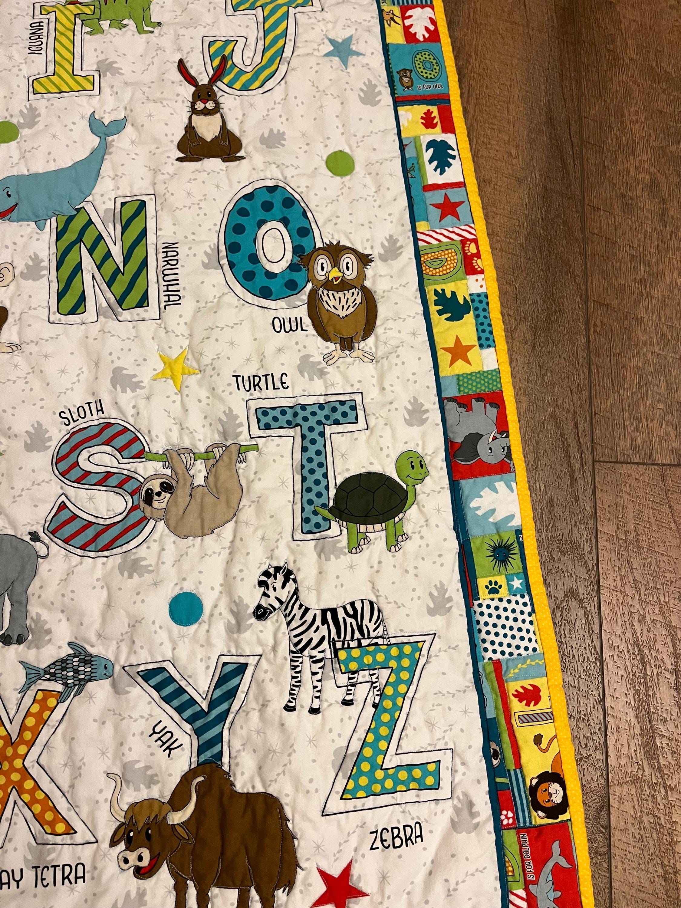 Abc baby quilt etsy