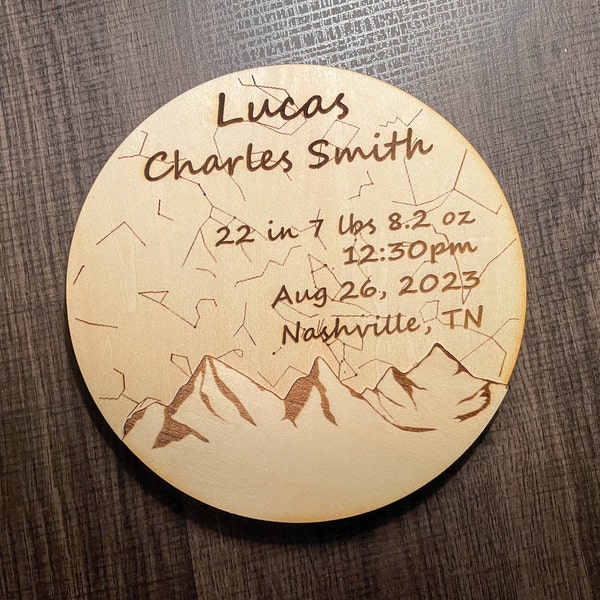 Custom Engraved Wood Baby Birth Plate - Real Map of the Stars from Date and Location