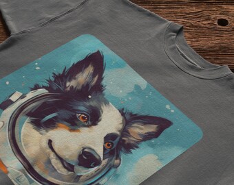 Dog Lover Shirt for Dog Lover Gift t-shirt with Dog Border Collie Shirt Funny Dog Shirt Space Dog Border Collie t-shirt cute dog Astronaut
