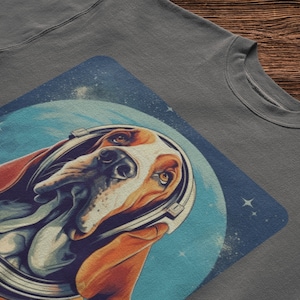 Dog Lover Shirt for Dog Lover Gift t-shirt with Dog Bassett Hound Shirt Funny Dog Shirt Space Dog Bassett Hound t-shirt cute dog Astronaut