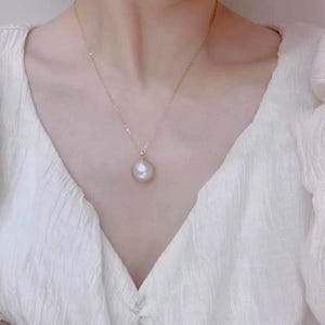 Large Mabe Pearl Necklace: 18K Gold Bezel, Sterling Silver Chain