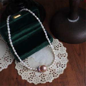 Vintage Artistic Handmade Gold Leaf Aurora Gloss Natural Purple Baroque Freshwater Pearl Necklace, Beautiful Baroque Fine Jewelry Gifts