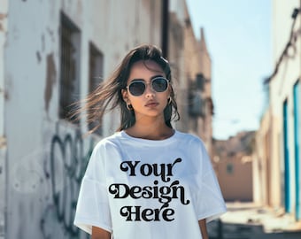 White Comfort Colors Mockup CC1717 White Oversized Comfort Colors Boyfriend Fit Trendy Lifestyle Mockup Gunge Fashion Aesthetic Mockup