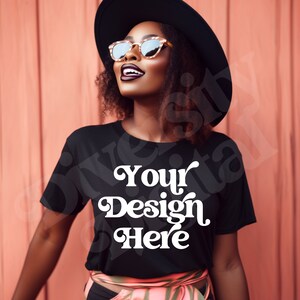 Black Girl Model, Diverse Mockups, Black Gildan 5000 Mockup, Black Model TShirt Mockup, African American Mockup, City Mockup, Gildan 5000