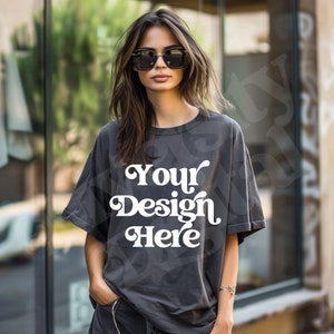 Pepper Comfort Colors CC17 Grunge Mockup Pepper CC1717 Oversized Boyfriend Fit Lifestyle Mockup Grunge Aesthetic Mockup