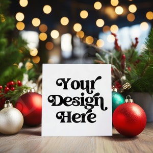 スクエアクリスマスカードモックアップ クリスマス招待状モックアップ クリスマスグリーティングカードモックアップ ホリデーカードモックアップ サンキュー多様なクリスマスカードモックアップ