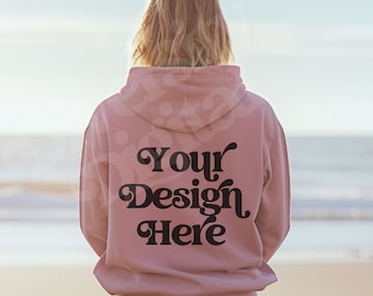 Gildan 18500 Mockup, Gildan Back Hoodie Mockup, 18500 Pink Mockup, Hoodie Mockup Back, Beach Hoodie Mockup, Pink Hoodie Mockup, Moody Mock