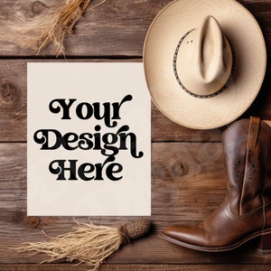 Westerse wenskaart mockup Zuidwestelijke uitnodiging mockup Cowboy Cowgirl wenskaart mockup Westerse dank u wenskaart mockup